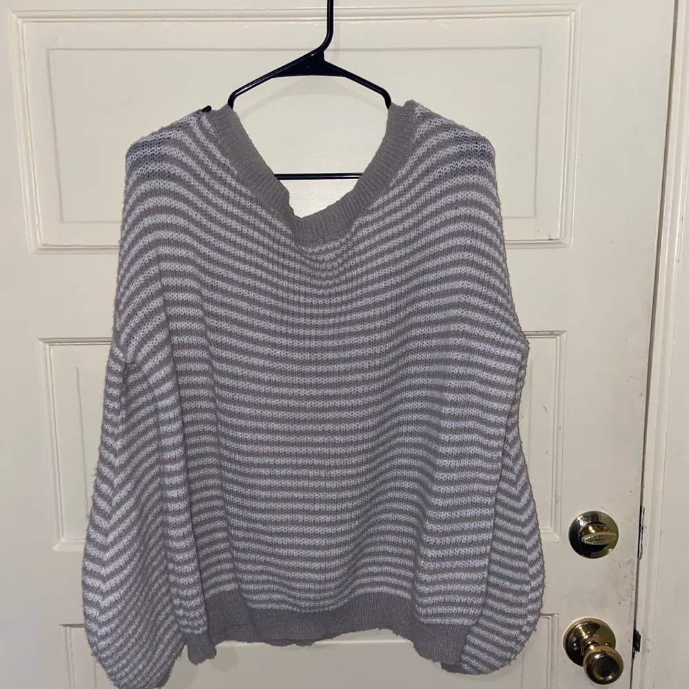 Grey and white stripped sweater